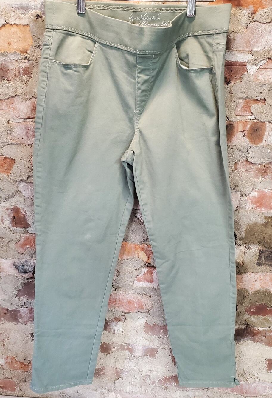 Gloria Vanderbilt Womens Amanda All Around Slim Size 8 Sage Green Pull On Ankle